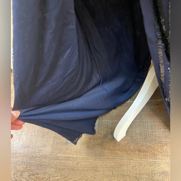 Mac Duggal sequin formal dress high neck illusion navy formal cocktail Sz 8 NWT - Picture 13 of 15